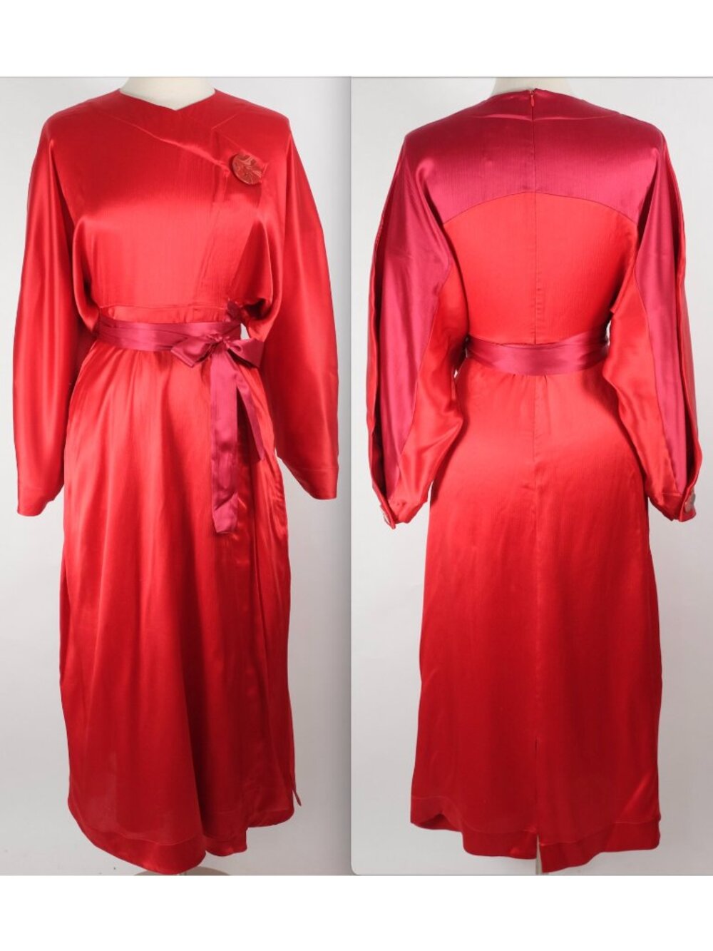 ROKSANDA maxi midi dress UK 8 US 4 red pink silk long balloon sleeves